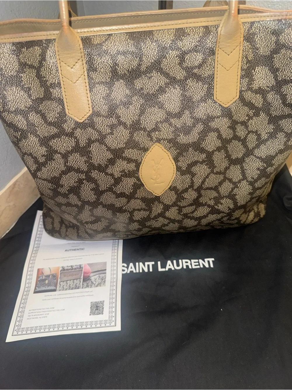 Yves Saint Laurent Brown Monogram Tote with COA and dust bag - Picture 1 of 7